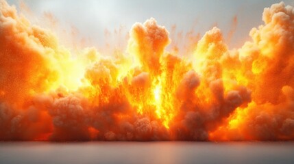 Wall Mural - A large orange cloud of smoke and fire is in the air