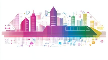 Poster - Smart City Transportation Network Futuristic Design