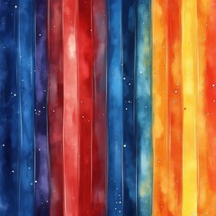 Wall Mural - A colorful painting of a rainbow with a starry sky background