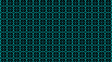 Circular shape vector background pattern design | Pattern design with geometric shape with circle, line, diamond, 3d object with teal, black color | Seamless modern pattern background