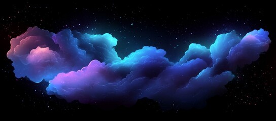 Wall Mural - Glowing nebula clouds in dark space.