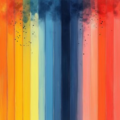 Wall Mural - A colorful painting of a rainbow with a blue stripe