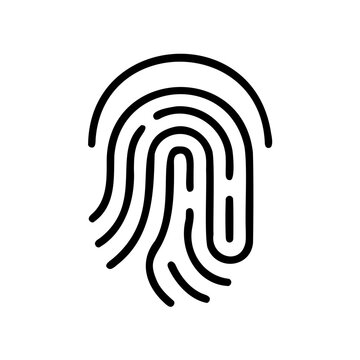 Detailed Closed Contour Fingerprint Black Vector Outline on Transparent Background