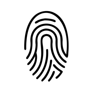 Detailed Closed Contour Fingerprint Black Vector Outline on Transparent Background