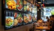 © anak - Restaurant digital menu board showing various Asian dishes.