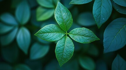 Wall Mural - A leafy green plant with a leaf that is shaped like a diamond