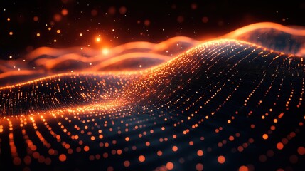 Wall Mural - a black and orange background with a wave of light