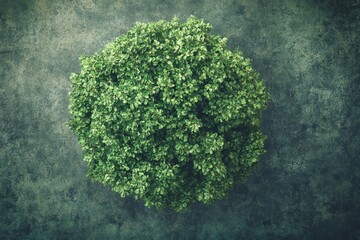 Wall Mural - Aerial view of round shrub on textured surface