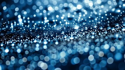Poster - dynamic flow of blurred blue light particles creating magical sparkling atmosphere