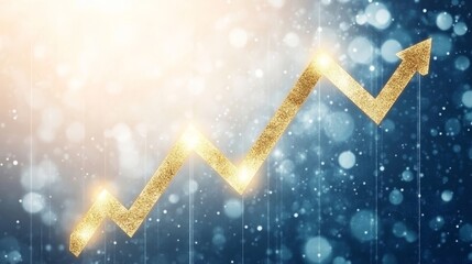 Poster - Sparkling Golden Growth Chart on Blue Background