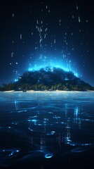 Wall Mural - Digital technology blue data points and islands poster background