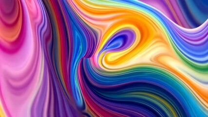 Poster - Vivid rainbow fluid movement in abstract colorful waves