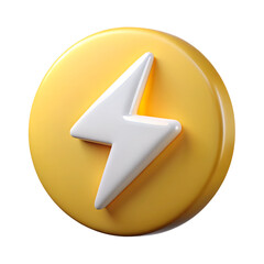 Poster - 3d Realistic Lightning bolt illustration isolated on white background. Cartoon plastic style