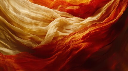 Poster - Flowing silk fabric patterns textile art abstract photography warm color palette close-up view creative design inspiration