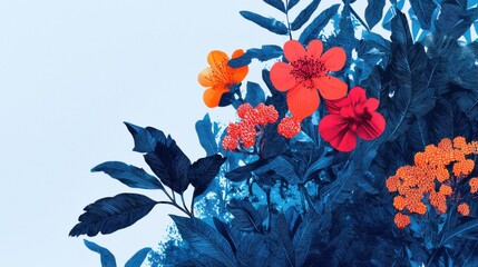 Poster - Vibrant floral composition nature digital artwork colorful garden close-up beauty and aesthetics