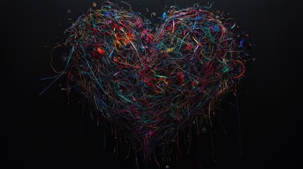 Poster - Creative heart artwork abstract art installation contemporary gallery dark background artistic perspective love concept