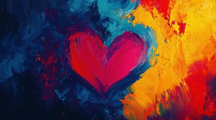 Poster - Vibrant heart art abstract painting colorful expression artistic environment close-up view love concept