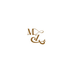 monogram wedding concept initial leaf line MZ modern organic logo letter