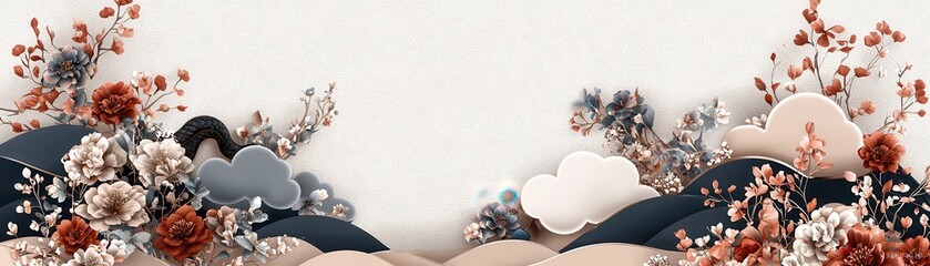 Poster - Elegant Sophisticated Design with Muted Colors and Flowers Against Soft Background for Modern Aesthetic Appeal