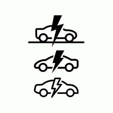 Electric Car Charging Icon Set