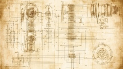 Poster - Vintage Engineering Blueprint Complex Machinery Design