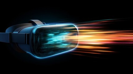 Poster - Virtual Reality Headset, Futuristic Speed, Digital Data Stream