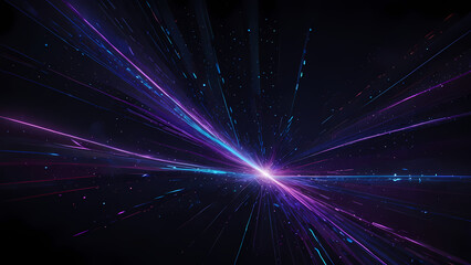 Wall Mural - Futuristic Abstract Background with Glowing Light Lines in a Starry Void