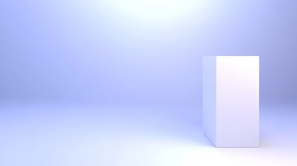 Poster - White Cube on Light Blue Studio Background