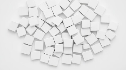 Poster - White Cubes Scattered on White Background Abstract Design