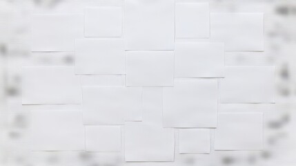 Poster - White Rectangular Papers Arranged on White Background Abstract Collage