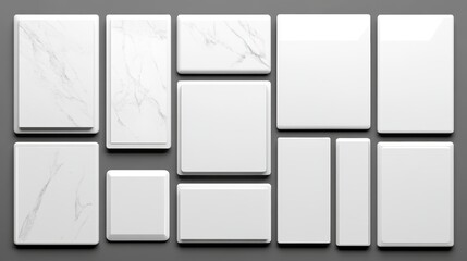 Poster - White Rectangular Tiles and Marble Panels Design