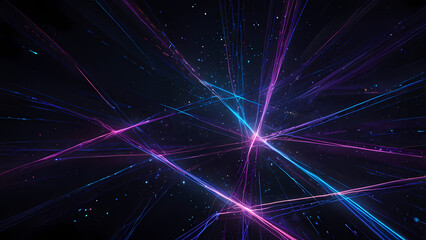 Wall Mural - Futuristic Abstract Background with Glowing Light Lines in a Starry Void