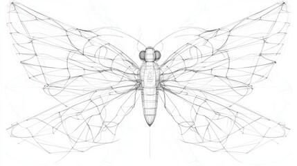 Poster - Wireframe Butterfly Design, Elegant Insect Model
