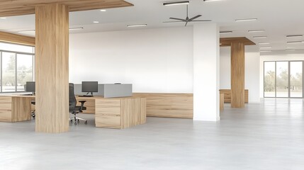 Leinwandbilder - Bright and Spacious Contemporary Office Interior with Minimalist Furnishings and Clean Elegant Aesthetics for Productive and Collaborative Workspace