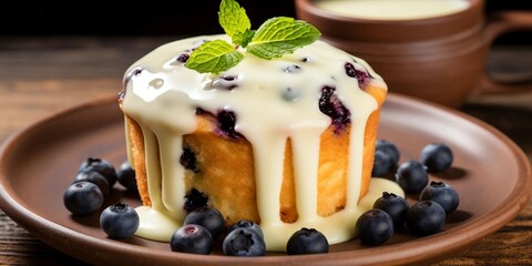 Wall Mural - Blueberry Muffin with blueberries on top