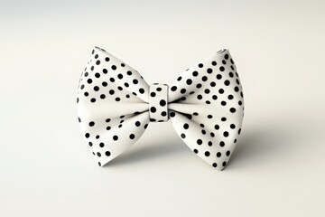 Wall Mural - White Bow Tie With Black Polka Dots Pattern