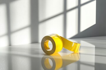 Wall Mural - Yellow Roll of Adhesive Tape in Sunlight