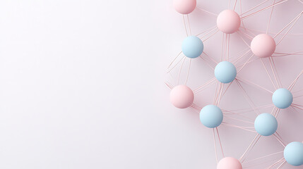 Wall Mural - Abstract Pastel Network Minimalist Economic Data Visualization in Soft Pink and Blue