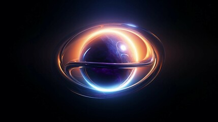 Wall Mural - Powerful Image of Orange Sphere Hurtling Through Space with a Halo of Blue and Purple Light