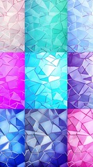 Wall Mural - Set of seamless holographic light crystal patterns textures 