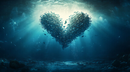 Wall Mural - Broken Heart Underwater Digital Art