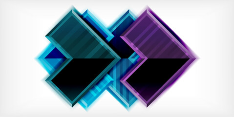 Poster - Arrow symbols created with 3d effects and line texture geometric abstract background