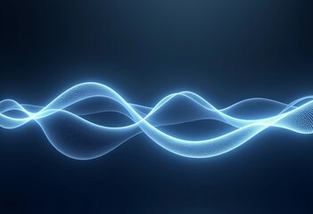 Poster - Minimalist Line Icons: Glowing White Waves, Dark Blue Background, Simple Vector Design, Abstract Symbol, Modern Graphic, Clean Style, Line Art, Abstract Icon Set

