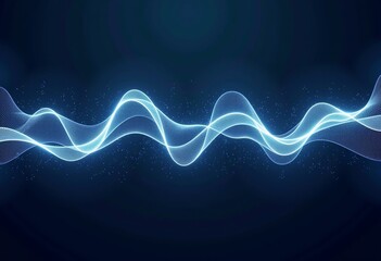Poster - Abstract Line Wave Icons: Minimalist Vector, White Glowing, Dark Blue Background, Simple Design, Modern Graphic, Clean Style, Line Art, Abstract Symbol Set


