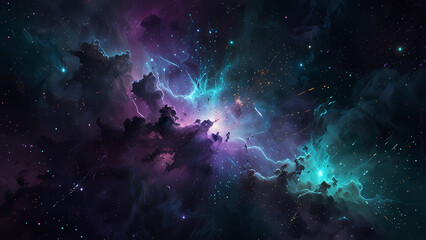 surreal abstract art of sparkling stars in a nebula