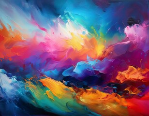 Poster - colorful painting abstract art panorama background Hand drawn