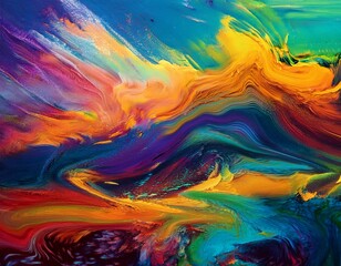 Poster - colorful painting abstract art panorama background Hand drawn