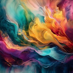 Poster - colorful painting abstract art panorama background Hand drawn
