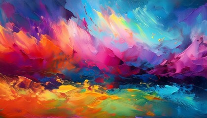 Poster - colorful painting abstract art panorama background Hand drawn