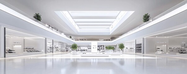 Poster - A vibrant retail environment with customers interacting with augmented reality displays to evaluate product features